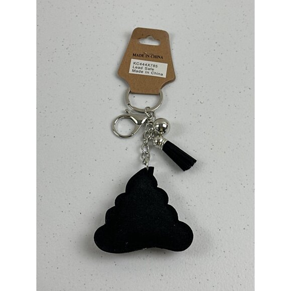 Rhinestone Poop Emoji Keychain With Tassel Lead Safe - Picture 4 of 4